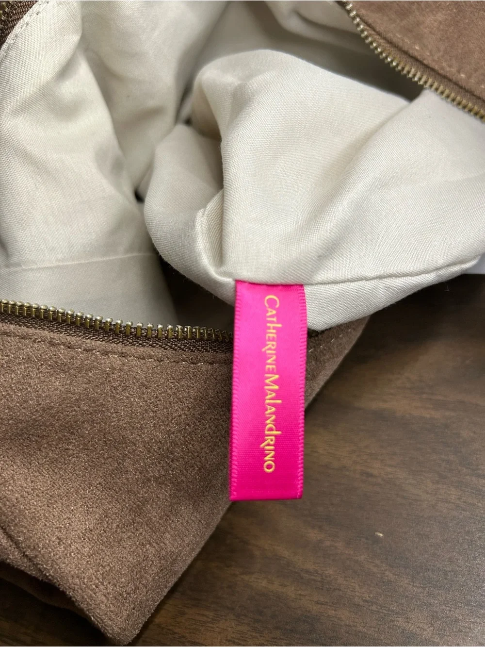 NWT Catherine Malandrino Taupe Suede Hobo Shoulder Bag